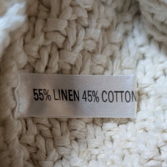 Handknit Aran Fisherman Sweater XXL Cream Cable Knit Crewneck Pullover - Picture 4 of 10